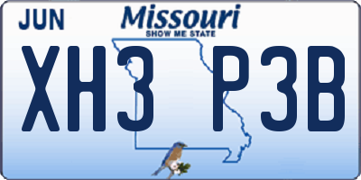 MO license plate XH3P3B