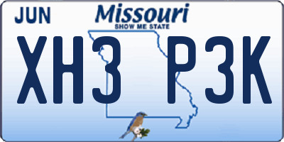 MO license plate XH3P3K