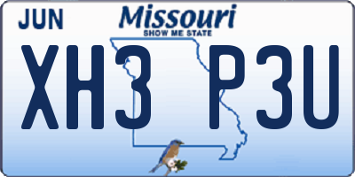 MO license plate XH3P3U