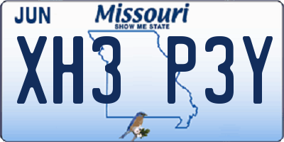 MO license plate XH3P3Y