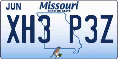 MO license plate XH3P3Z