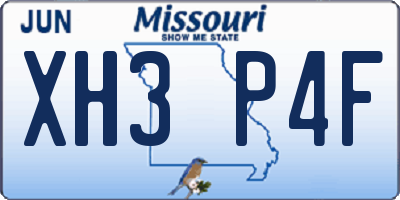 MO license plate XH3P4F
