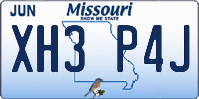 MO license plate XH3P4J