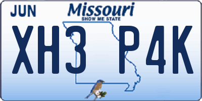 MO license plate XH3P4K