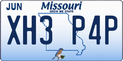 MO license plate XH3P4P