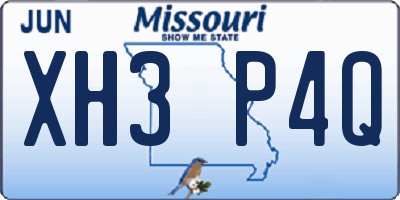 MO license plate XH3P4Q