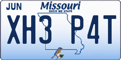 MO license plate XH3P4T