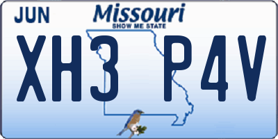 MO license plate XH3P4V