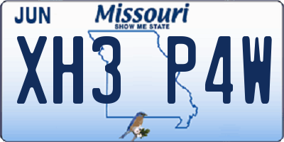 MO license plate XH3P4W