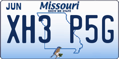 MO license plate XH3P5G