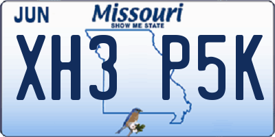 MO license plate XH3P5K