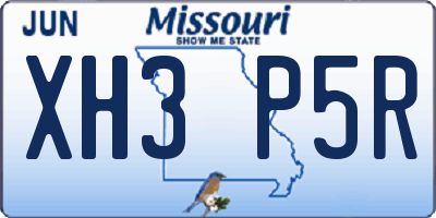 MO license plate XH3P5R
