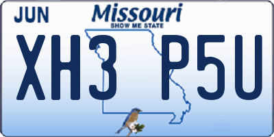 MO license plate XH3P5U