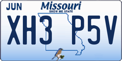 MO license plate XH3P5V
