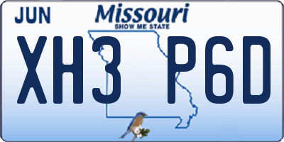 MO license plate XH3P6D