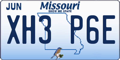 MO license plate XH3P6E