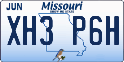 MO license plate XH3P6H