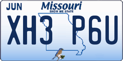 MO license plate XH3P6U