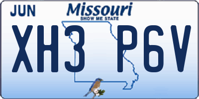 MO license plate XH3P6V