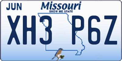 MO license plate XH3P6Z