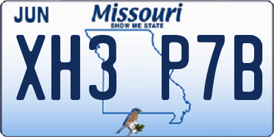 MO license plate XH3P7B