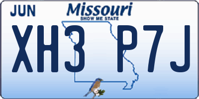 MO license plate XH3P7J