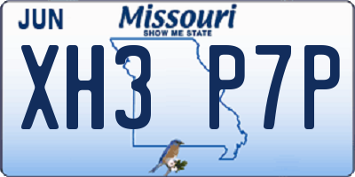 MO license plate XH3P7P