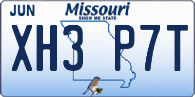 MO license plate XH3P7T