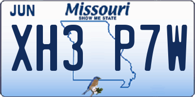 MO license plate XH3P7W
