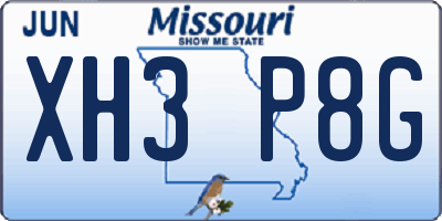 MO license plate XH3P8G