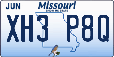 MO license plate XH3P8Q