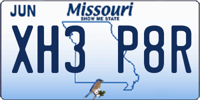 MO license plate XH3P8R