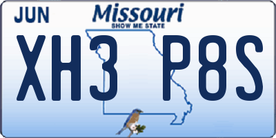 MO license plate XH3P8S