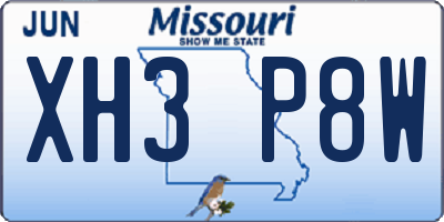 MO license plate XH3P8W