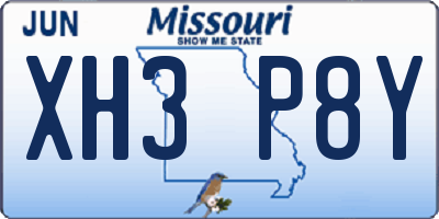 MO license plate XH3P8Y