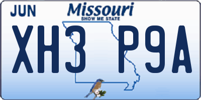 MO license plate XH3P9A