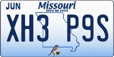 MO license plate XH3P9S