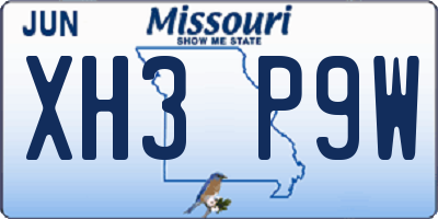 MO license plate XH3P9W