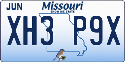 MO license plate XH3P9X