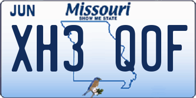 MO license plate XH3Q0F