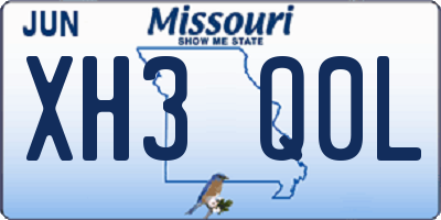MO license plate XH3Q0L