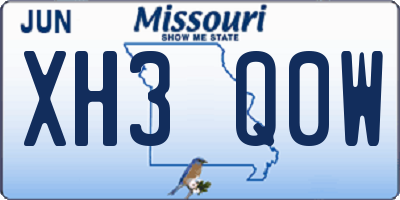 MO license plate XH3Q0W