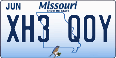 MO license plate XH3Q0Y