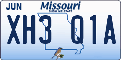MO license plate XH3Q1A
