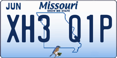 MO license plate XH3Q1P