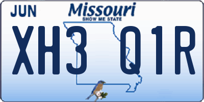 MO license plate XH3Q1R