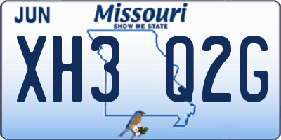MO license plate XH3Q2G