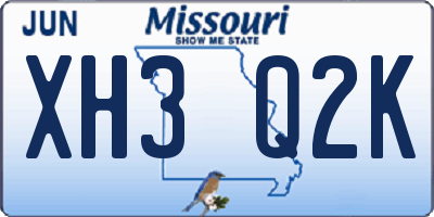 MO license plate XH3Q2K