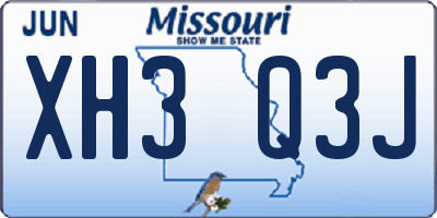MO license plate XH3Q3J