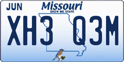 MO license plate XH3Q3M